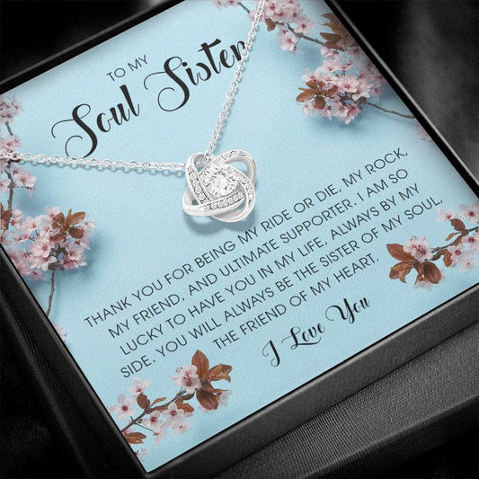 To My Soul Sister, Love Knot Necklace