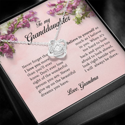 To My Granddaughter, Love Knot Necklace
