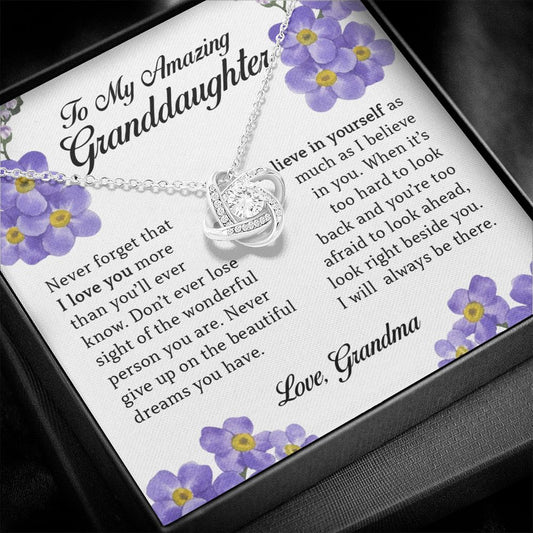 To My Amazing Granddaughter, Love Knot Necklace