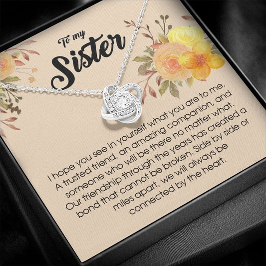 To My Sister, Love Knot Necklace