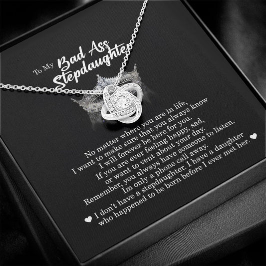 To My BadAss Stepdaughter, Love Knot Necklace