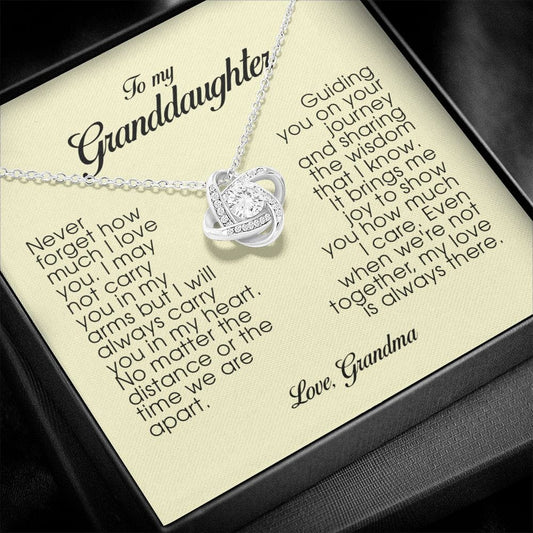 To My Granddaughter, Love Knot Necklace, Gift from Grandma