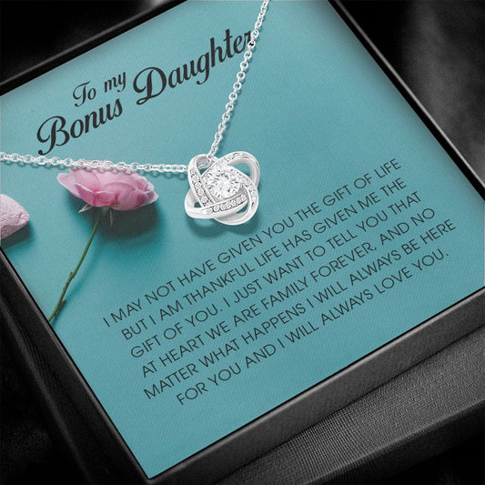 To My Bonus Daughter, Love Knot Necklace