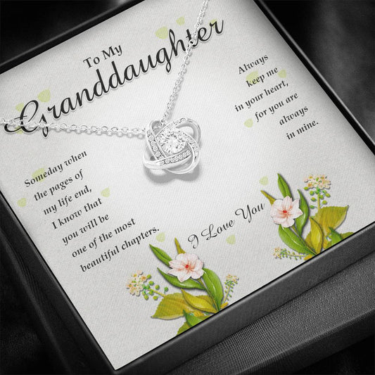 Love Knot Necklace, Jewelry Card for Granddaughter