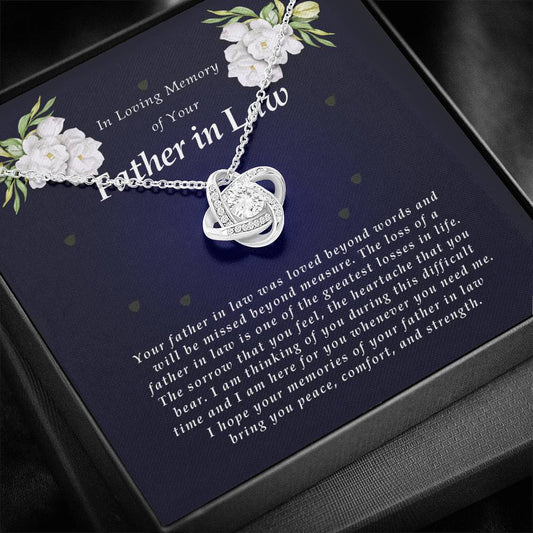 Love Knot Necklace, In Loving Memory of Your Father In Law