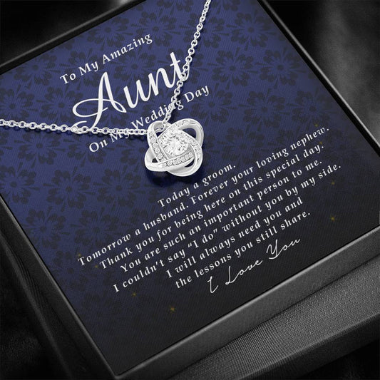 Love Knot Necklace, To My Amazing Aunt on My Wedding Day, Wedding Gift from Nephew, Gift from Groom