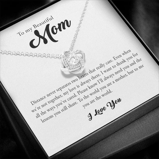 To My Beautiful Mom, Love Knot Necklace