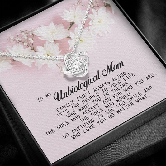 To My Unbiological Mom Gift, Love Knot Necklace