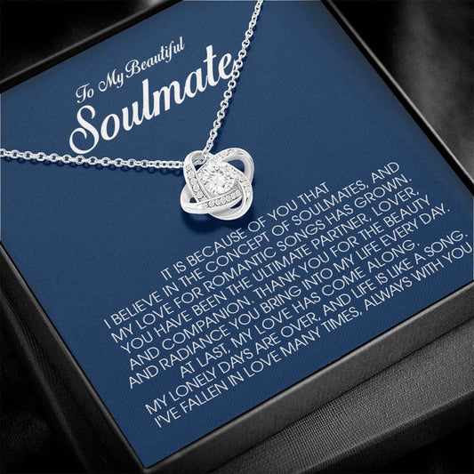 To My Beautiful Soulmate, Love Knot Necklace