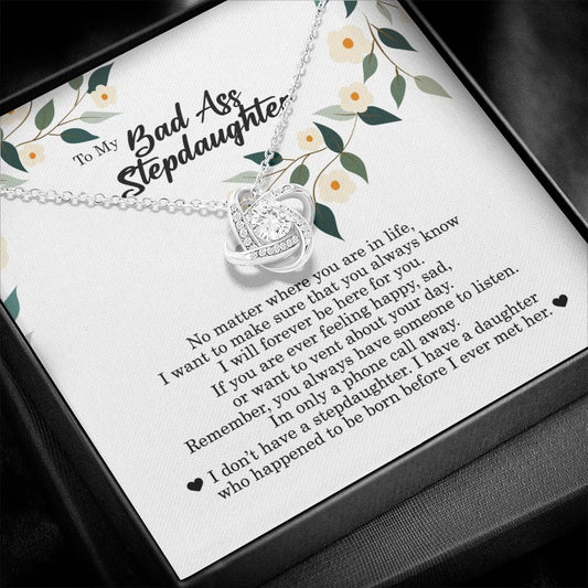 To My BadAss Stepdaughter, Love Knot Necklace