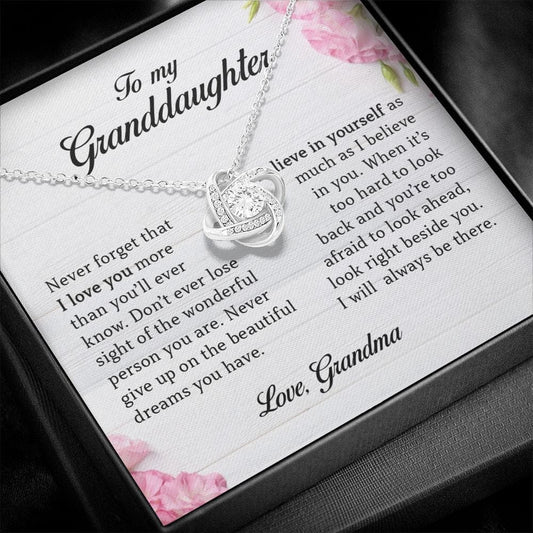 To My Granddaughter, Love Knot Necklace, Gift from Grandma