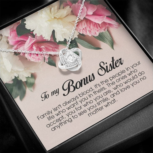 To My Bonus Sister, Love Knot Necklace