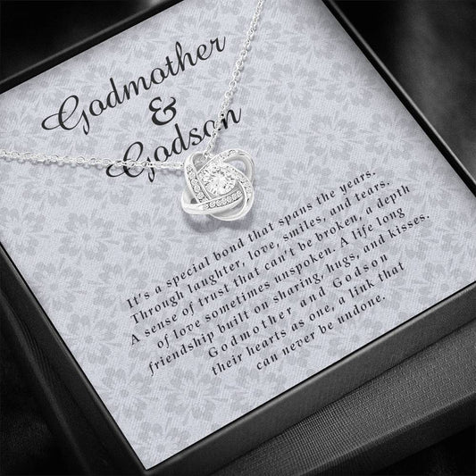 Love Knot Necklace, Godmother and Godson Jewelry Card