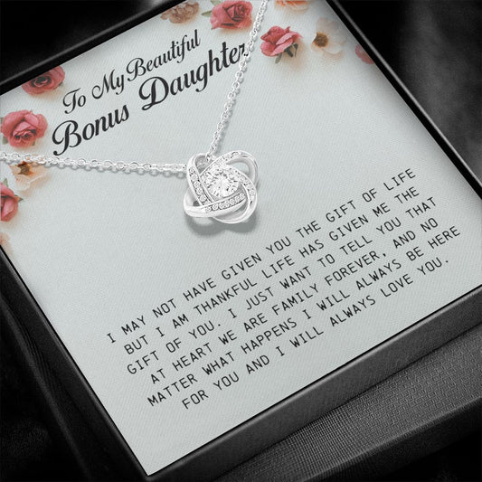 To My Beautiful Bonus Daughter, Love Knot Necklace
