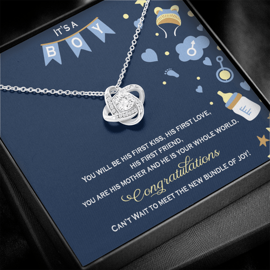 Love Knot Necklace, Best Gift For Pregnant Mom, Pregnancy Gift For Friend, Gift For First Time Mom, Gender Reveal Gift