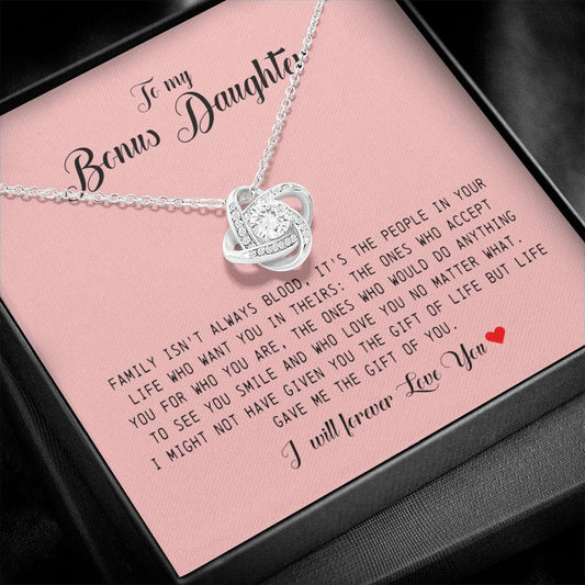 To My Bonus Daughter, Love Knot Necklace