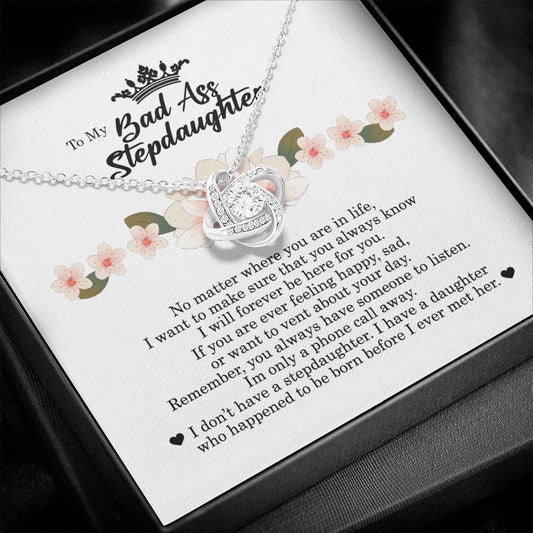 To My BadAss Stepdaughter, Love Knot Necklace