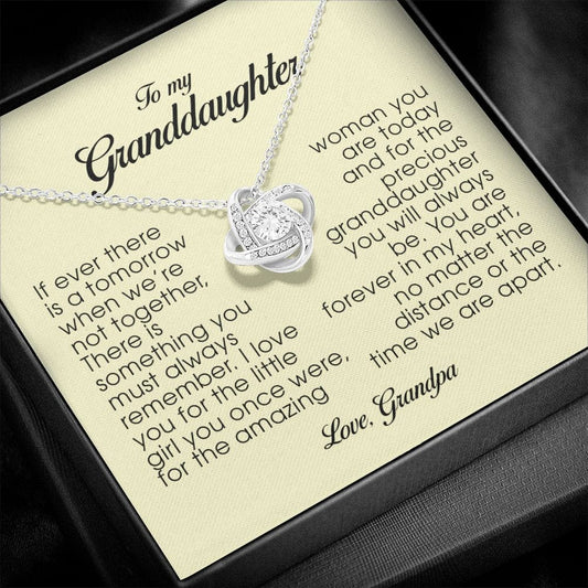 To My Granddaughter, Love Knot Necklace, Gift from Grandpa