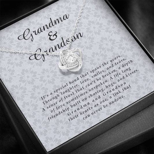 Love Knot Necklace, Grandma and Grandson Jewelry Card