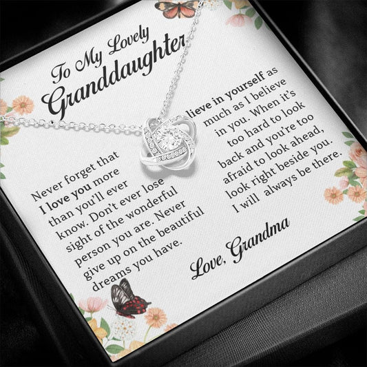 To My Lovely Granddaughter, Love Knot Necklace