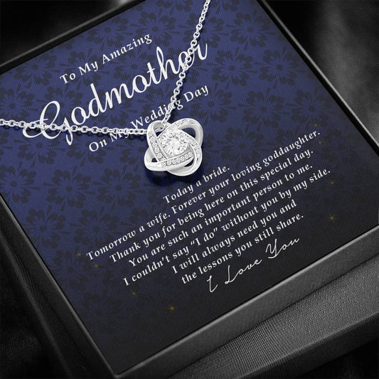 Love Knot Necklace, To My Amazing Godmother on My Wedding Day, Wedding Gift from Goddaughter, Gift from Bride