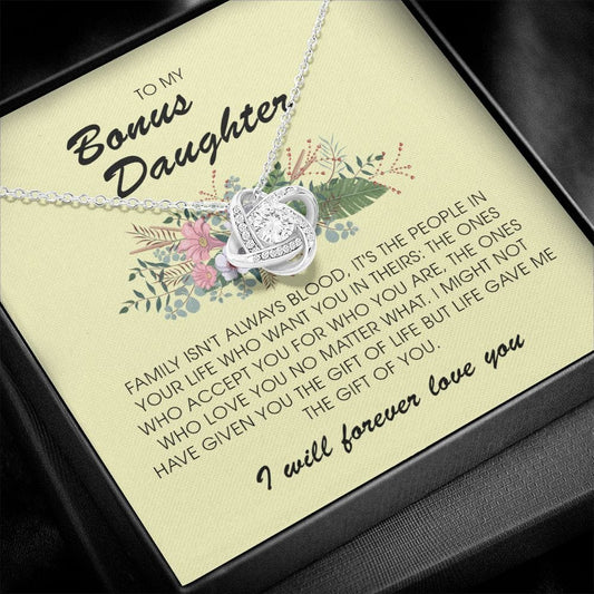 To My Bonus Daughter, Love Knot Necklace
