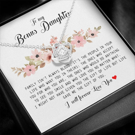 To My Bonus Daughter, Love Knot Necklace