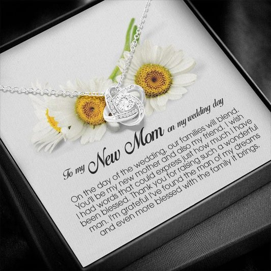 To My New Mom, Love Knot Necklace, Wedding Day Gift