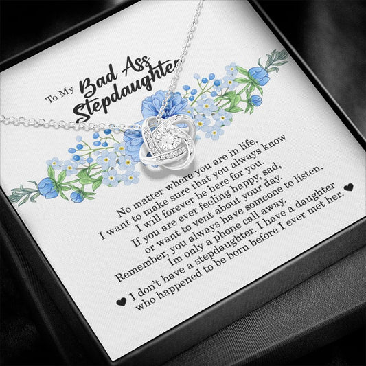 To My BadAss Stepdaughter, Love Knot Necklace