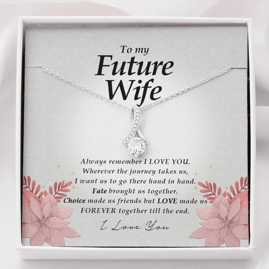 Future Wife Gift, Petite Ribbon Pendant Necklace