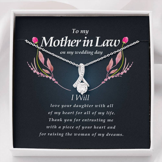 Mother In Law Necklace, Ribbon Pendant Necklace