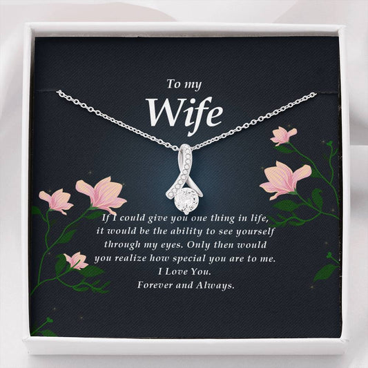Wife Gift, Petite Ribbon Pendant Necklace