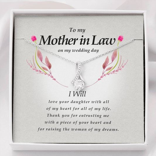 Mother In Law Necklace, Ribbon Pendant Necklace