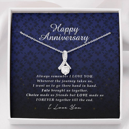 Petite Ribbon Pendant Necklace | Happy Anniversary
