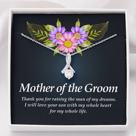 Mother of the Groom Necklace, Ribbon Pendant Necklace