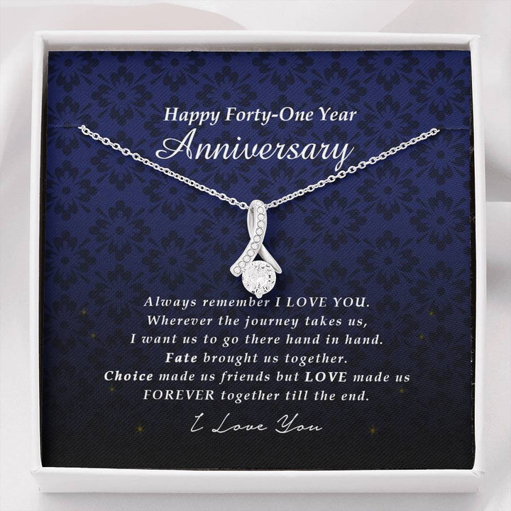 Petite Ribbon Pendant Necklace, Forty One Year Anniversary Gift