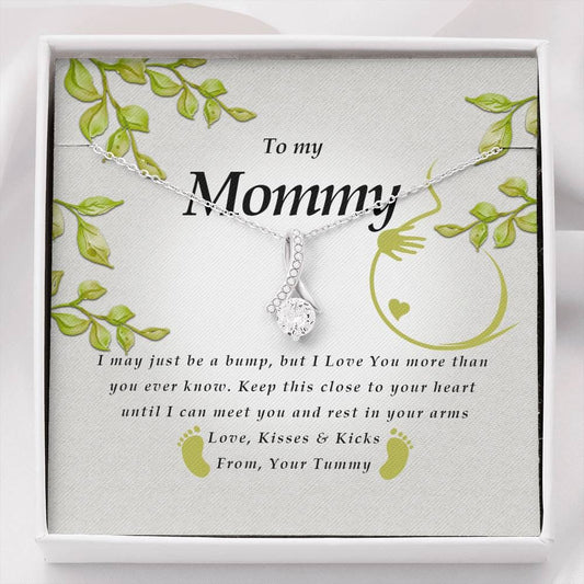 Pregnancy Necklace, Ribbon Pendant Necklace