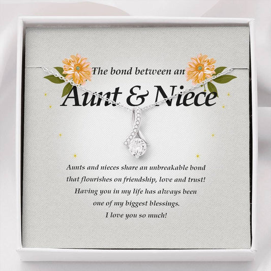 Aunt and Niece Necklace, Ribbon Pendant Necklace
