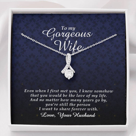 Petite Ribbon Necklace, Wife Gift