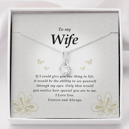 Wife Gift, Petite Ribbon Pendant Necklace