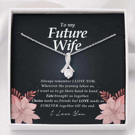 Future Wife Gift, Petite Ribbon Pendant Necklace
