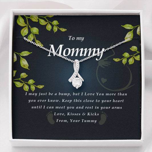 Pregnancy Necklace, Ribbon Pendant Necklace
