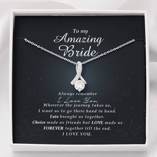 Petite Ribbon Necklace, To My Amazing Bride