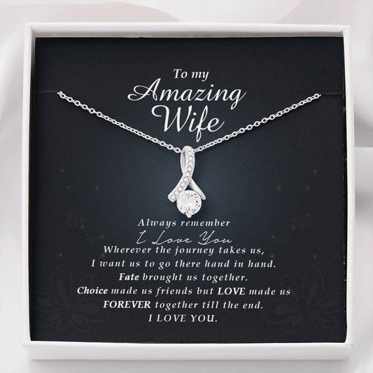 Petite Ribbon Necklace, To My Amazing Wife