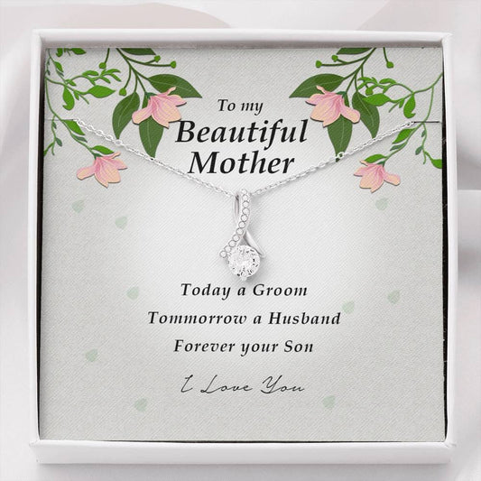 To My Beautiful Mother Necklace, Ribbon Pendant Necklace