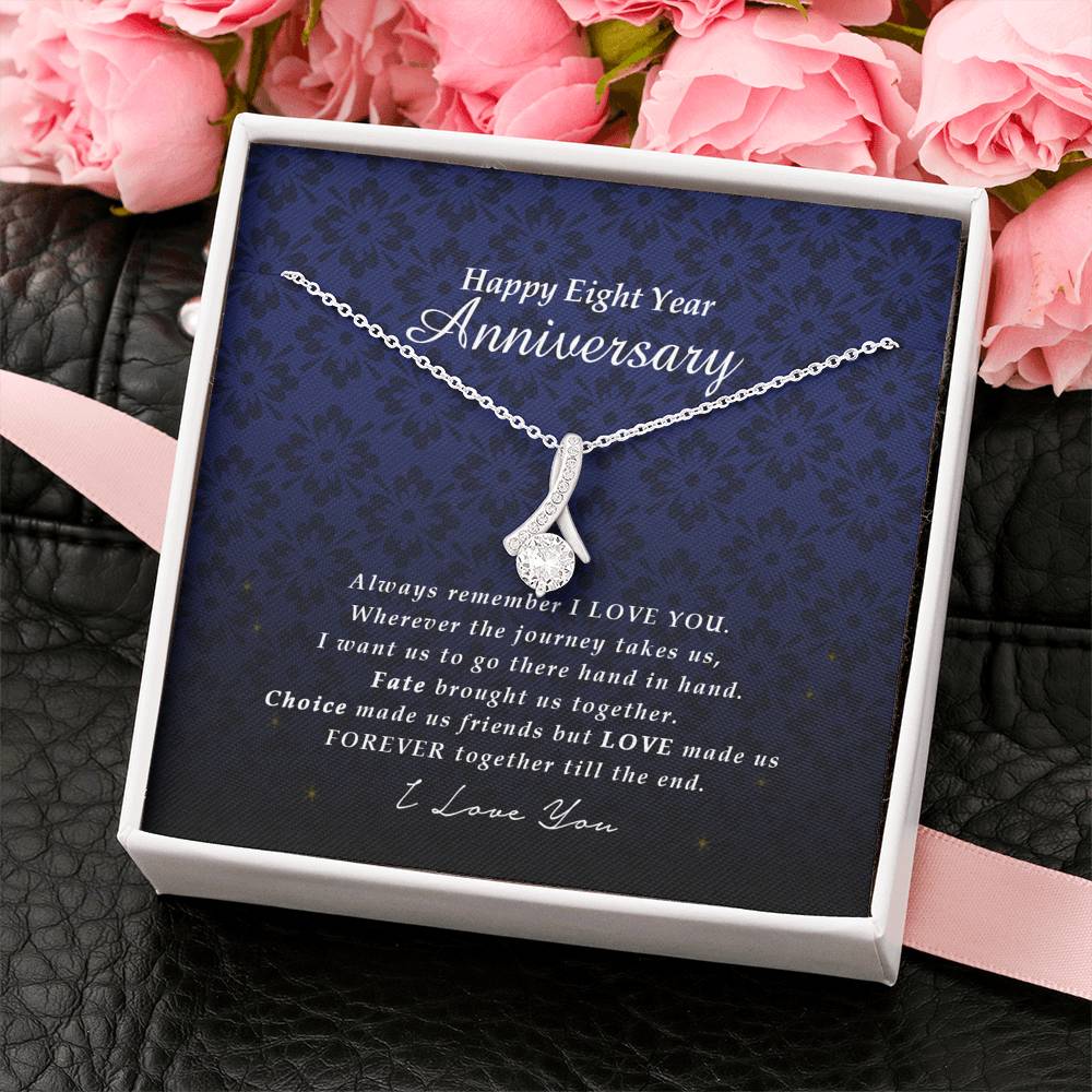 Petite Ribbon Pendant Necklace, Eight Year Anniversary Gift