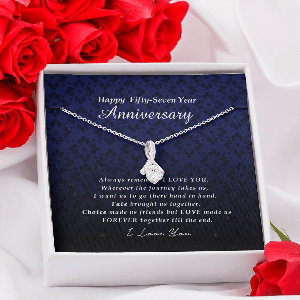 Petite Ribbon Pendant Necklace, 57th Anniversary Gift