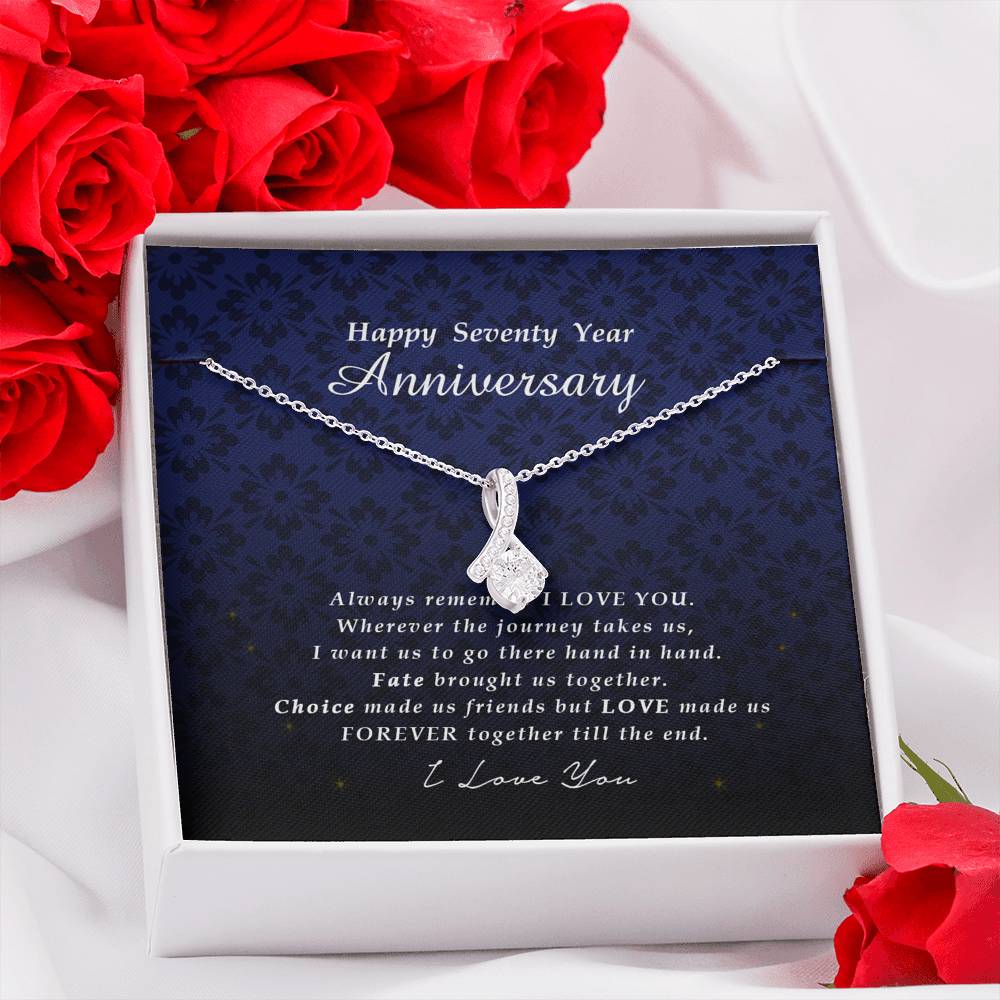Petite Ribbon Pendant Necklace, 70th Anniversary Gift