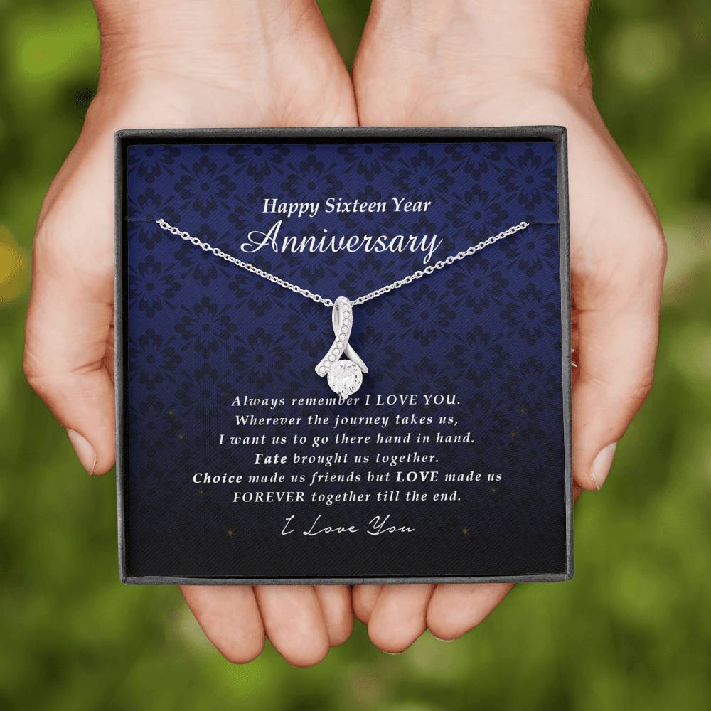 Petite Ribbon Pendant Necklace, Sixteen Year Anniversary Gift