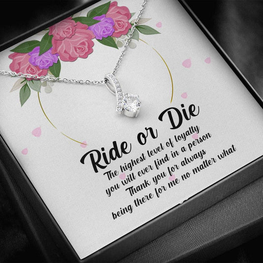 Bestie Gift, Petite Ribbon Pendant Necklace
